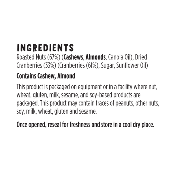 Cranberrynutmix Ingredients