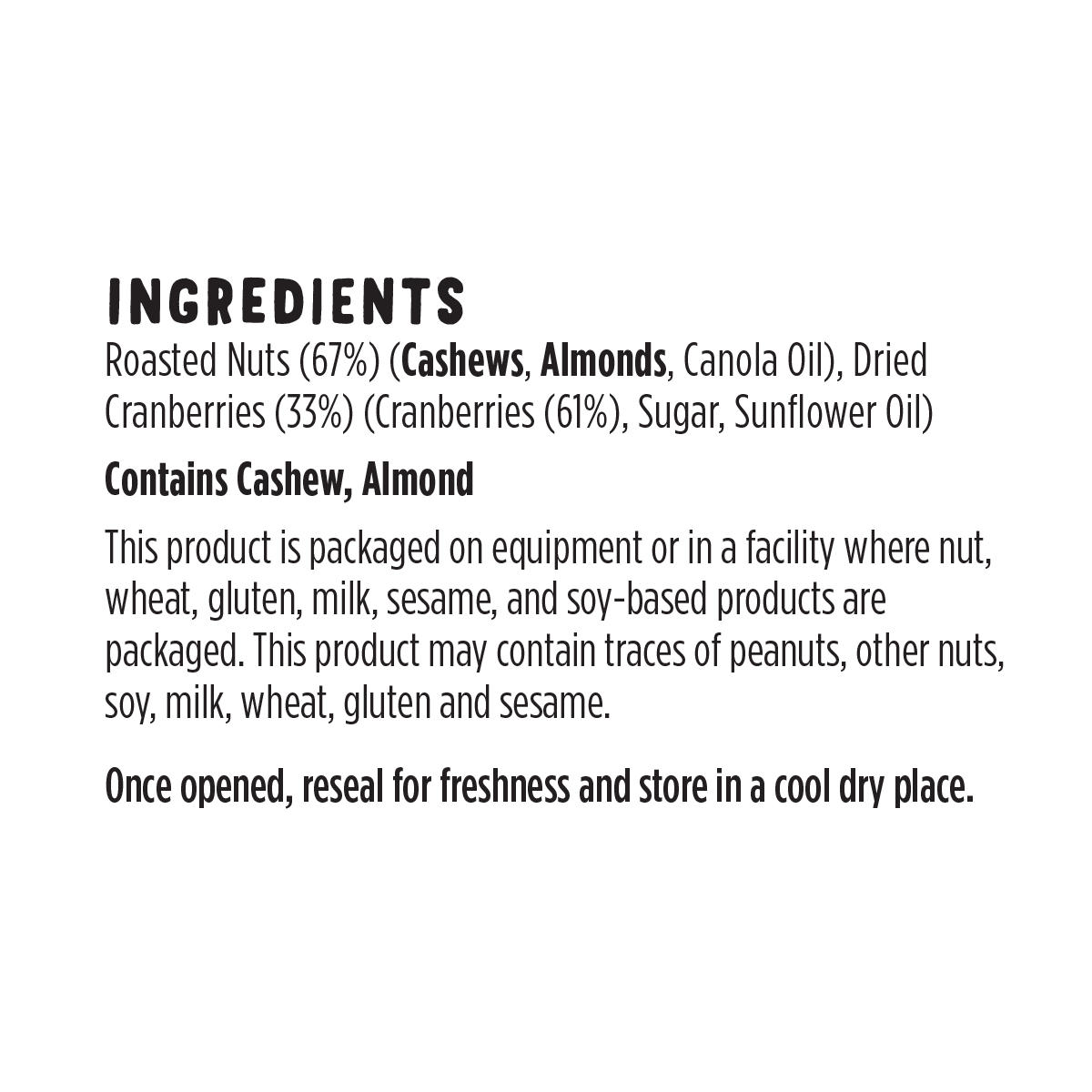Cranberrynutmix Ingredients