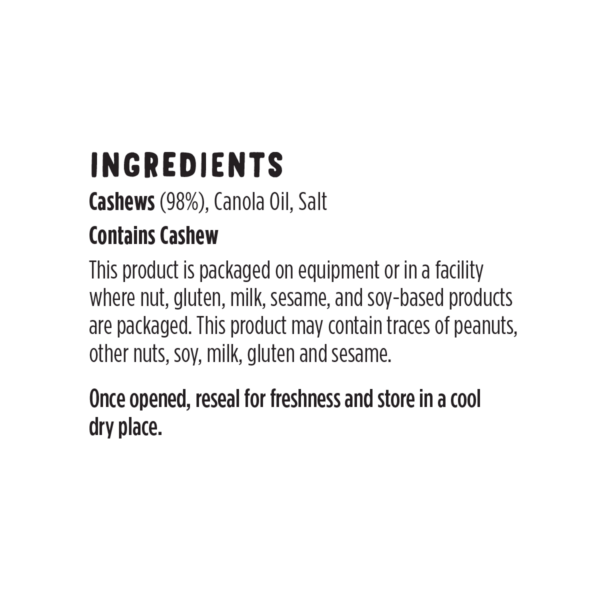 Cashews Ingredients
