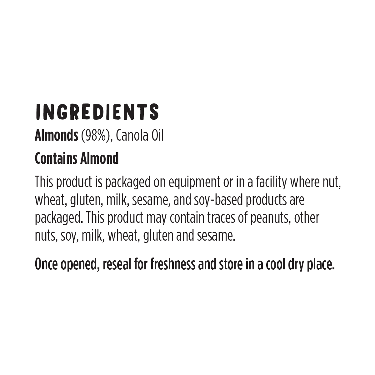 Product r&unsaltedalmonds ingredients