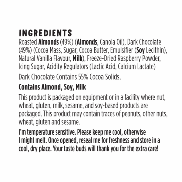 Product skinnyraspberryalmonds ingredients