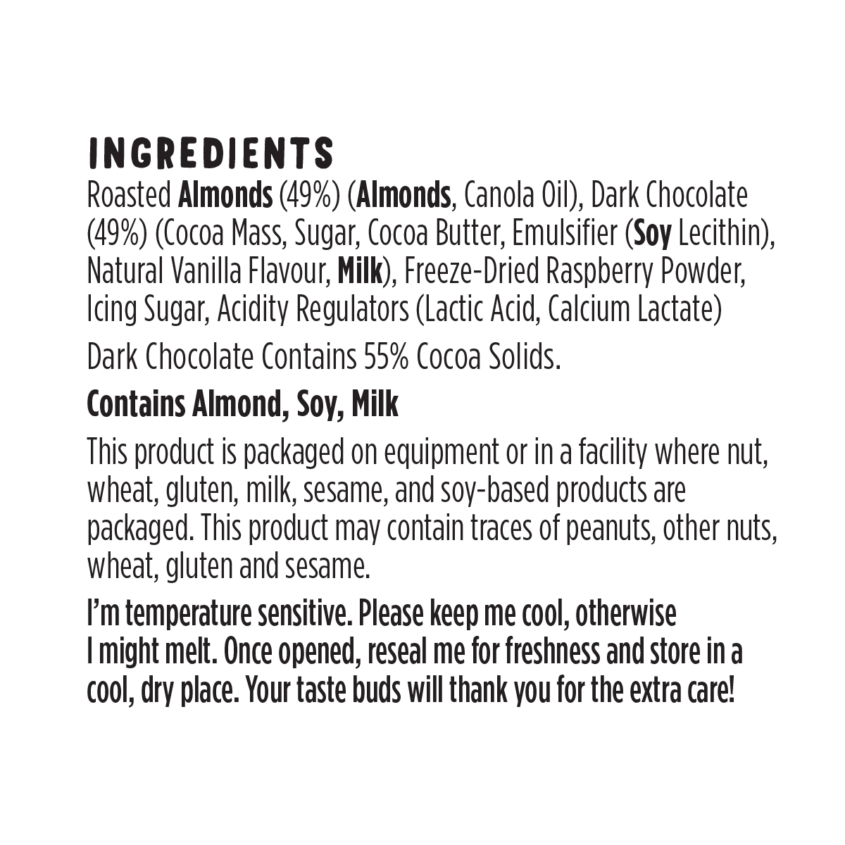 Product skinnyraspberryalmonds ingredients